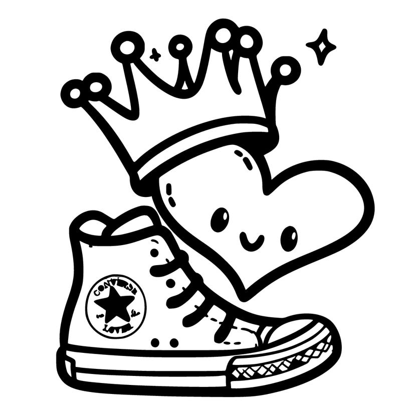 converse crown and a loopy heart