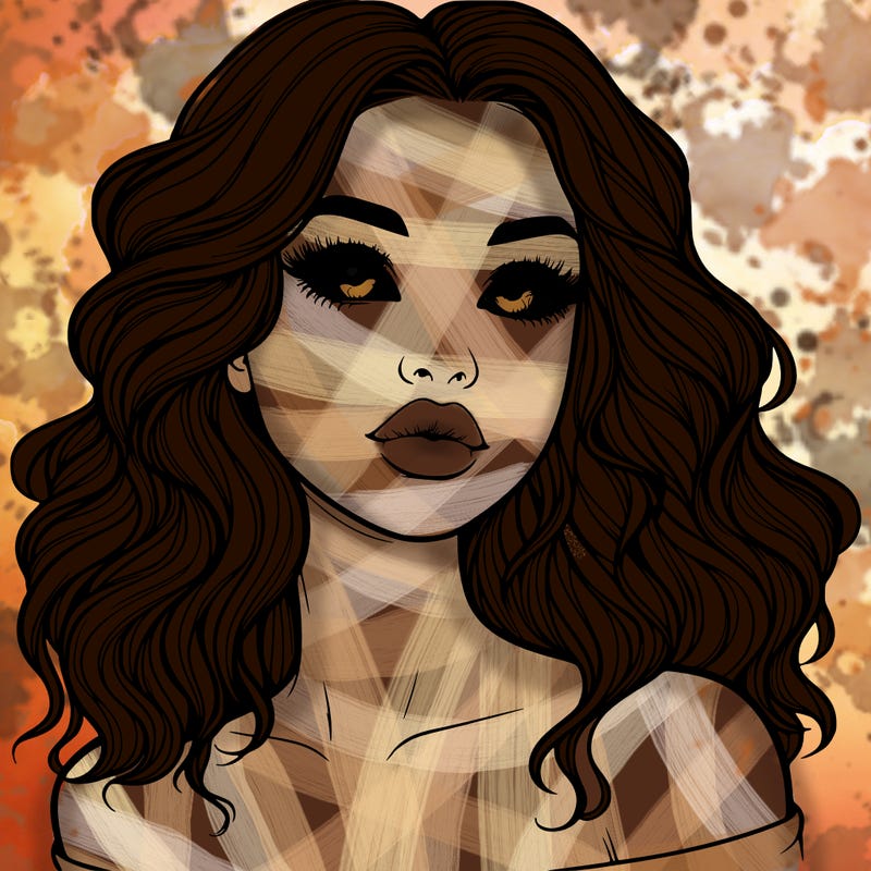 realistic girl with wavy hair and lips