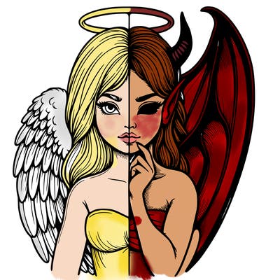 realistic angel half demon