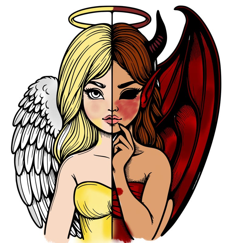 realistic angel half demon