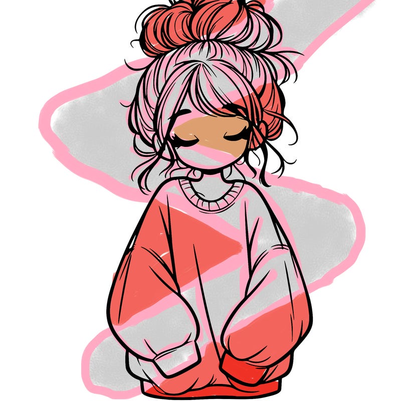 girl with baggy sweatshirt and messy bun