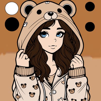 realistic girl in a animal pjs hoodie