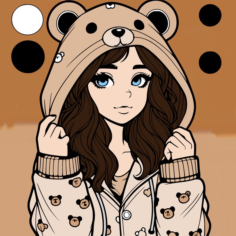 realistic girl in a animal pjs hoodie