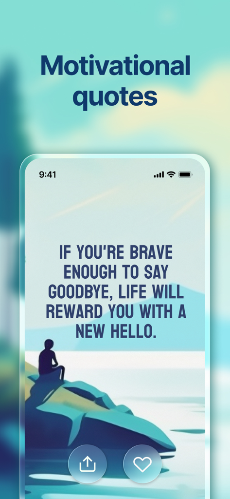 Optimism Daily Positive Quotes - Optimism app interface showing a motivational quote on a peaceful background.