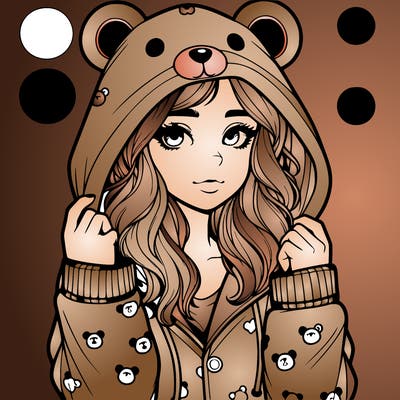 realistic girl in a animal pjs hoodie