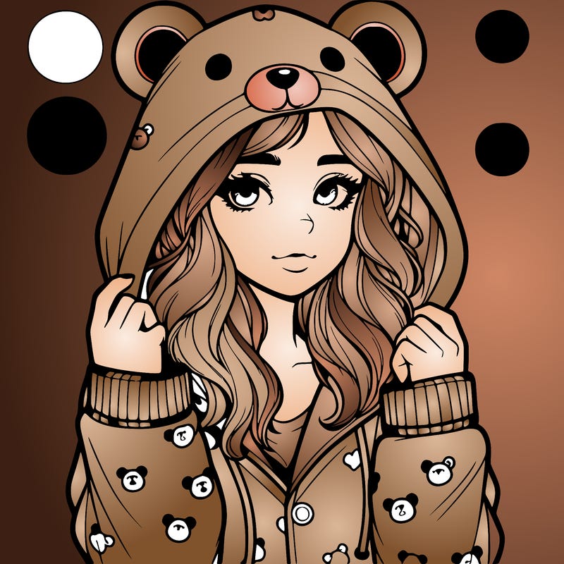 realistic girl in a animal pjs hoodie