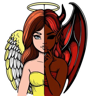 realistic angel half demon