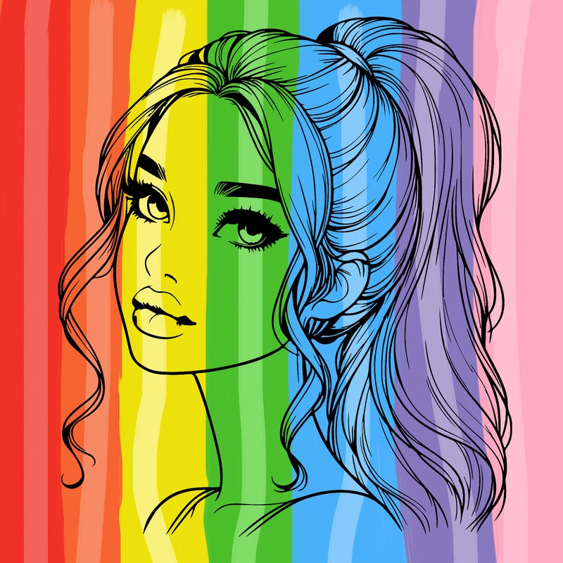 realistic girl with a ponytail on her hair and lips