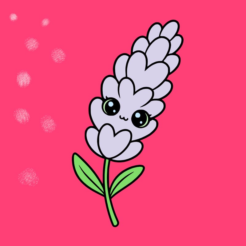 the flower lavender kawaii but cute and a little realistic