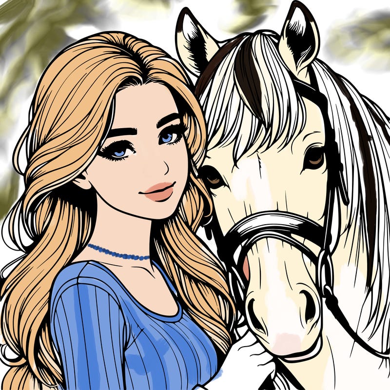 realistic girl with horse
