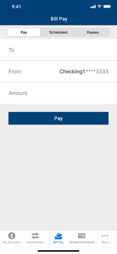 Center Parc Credit Union - Center Parc Credit Union mobile app bill pay interface