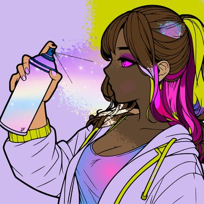 a realistic girl spray, painting