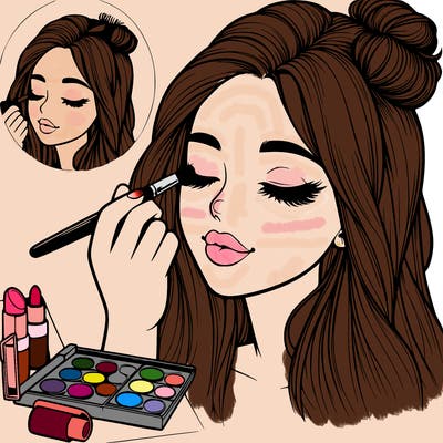realistic girl doing makeup