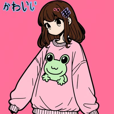 girl wearing frogging sweatshirt