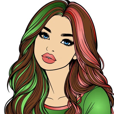 realistic girl with hair on her hair and lips