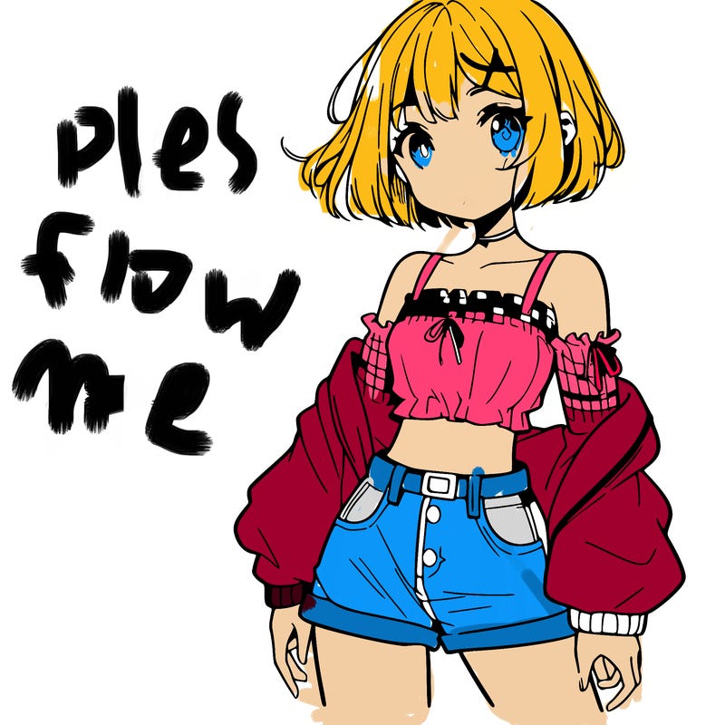 anime girl with mini shorts and a crop top and short hair