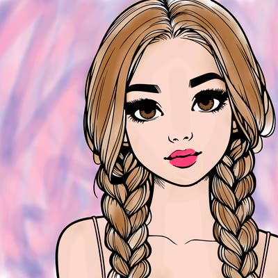realistic girl with braids