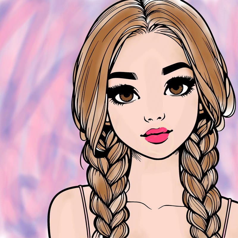 realistic girl with braids