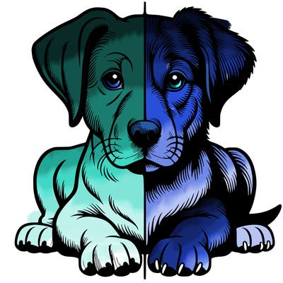 realistic dog split picture