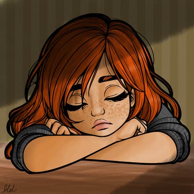 realistic tired girl