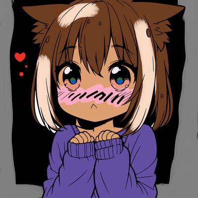 shy anime catgirl