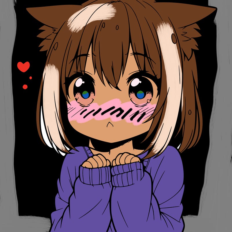 shy anime catgirl