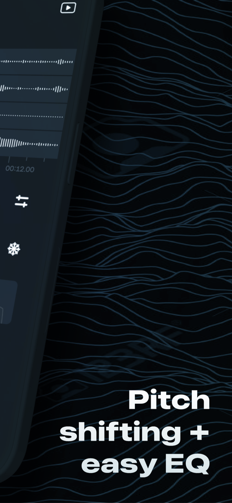 BlueNote – AI Vocal Remover - BlueNote app screen showing pitch shifting and easy EQ features for music editing