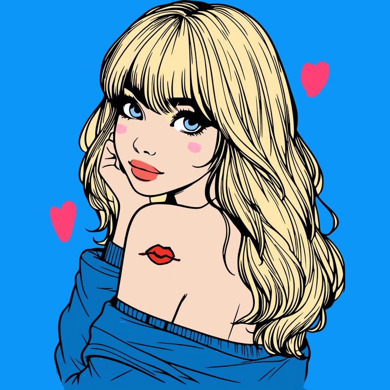 realistic girl with bangs looking over her shoulder