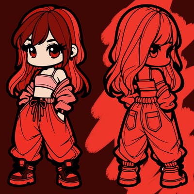 girl in crop top and baggy pants