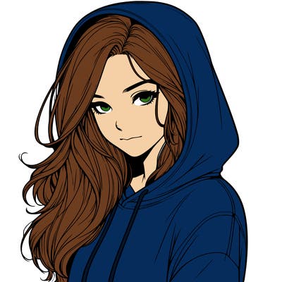 realistic adult girl with hoodie on
