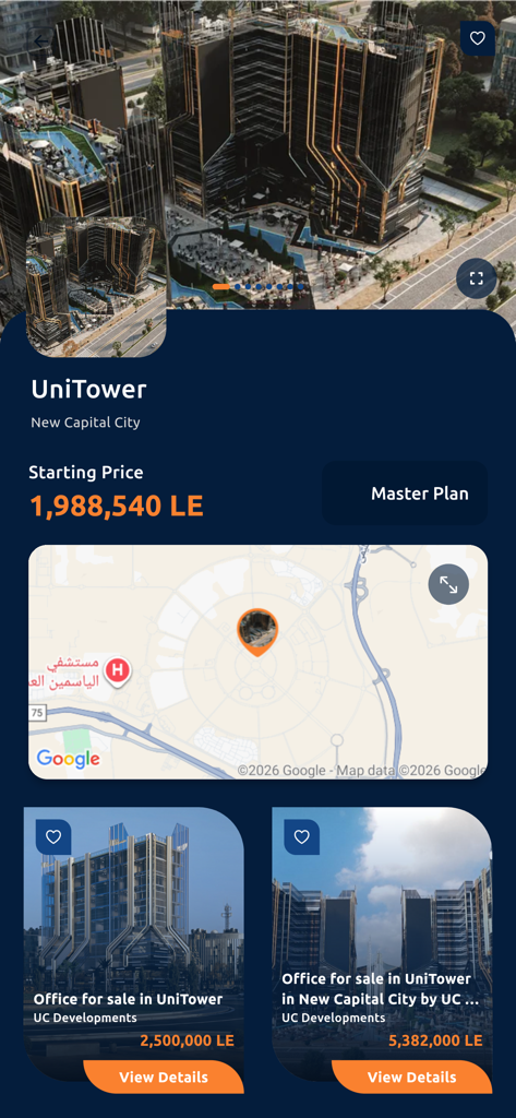 Dar | دار - Listado inmobiliario para UniTower en la Nueva Capital de Egipto en la aplicación móvil Dar