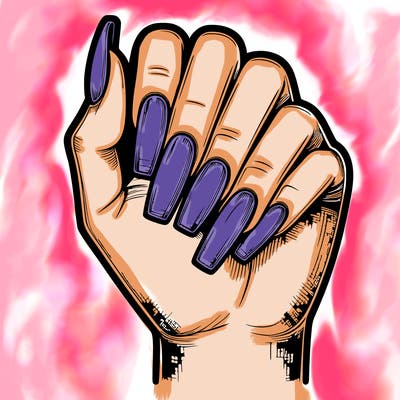 realistic hand with square nails