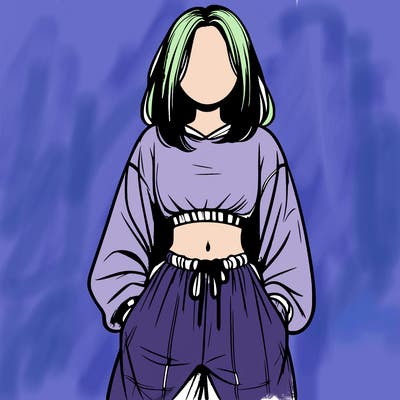 realistic girl faceless with baggy pants and a crop top