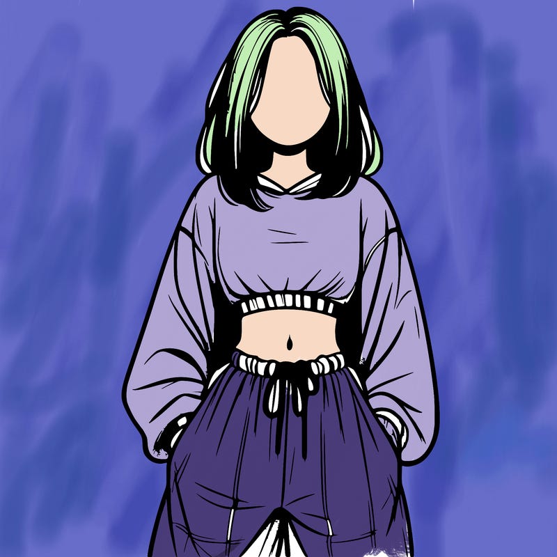 realistic girl faceless with baggy pants and a crop top