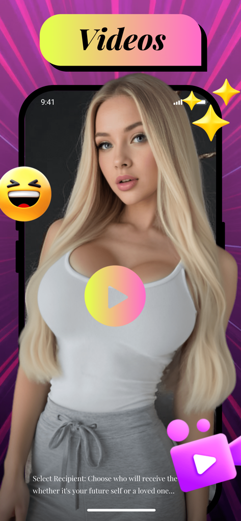 Salas：Video Chat & Meet - Prévia do aplicativo Salas mostrando uma interface de bate-papo por vídeo 1v1 com uma jovem na tela do smartphone