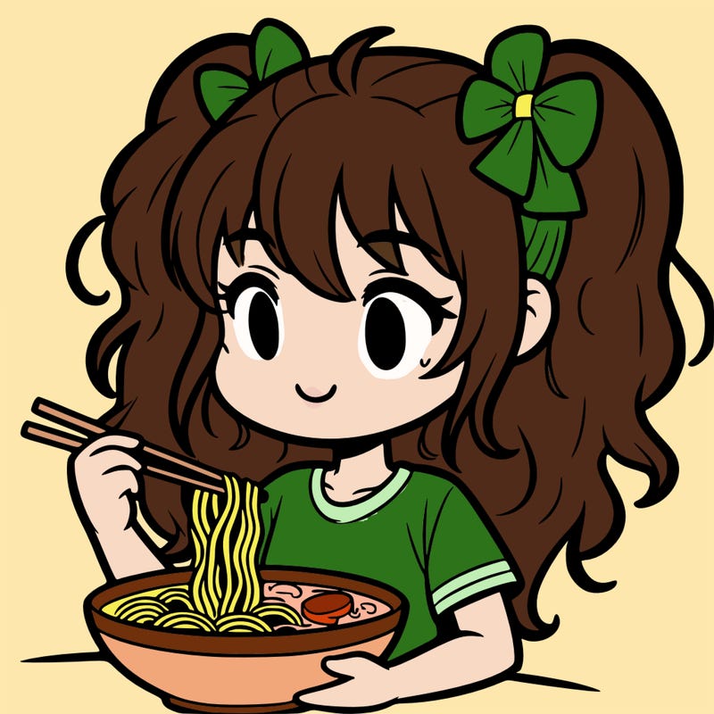 a girl eating ramen