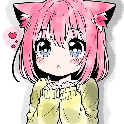 shy anime catgirl