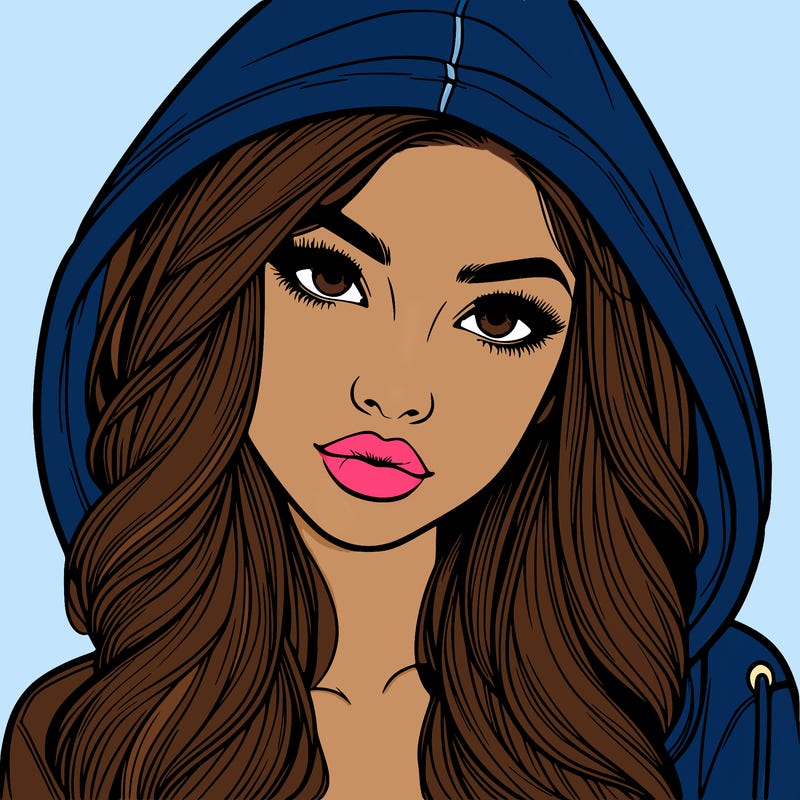 realistic beautiful girl with a hood on