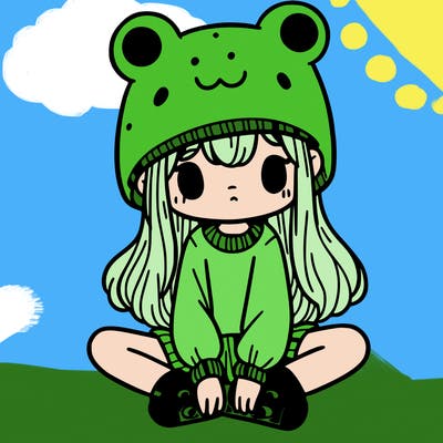 a girl wearing a frog hat and some frog socks