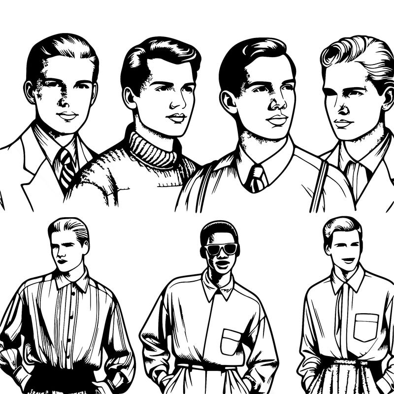 realistic style drawing of girls posing like models