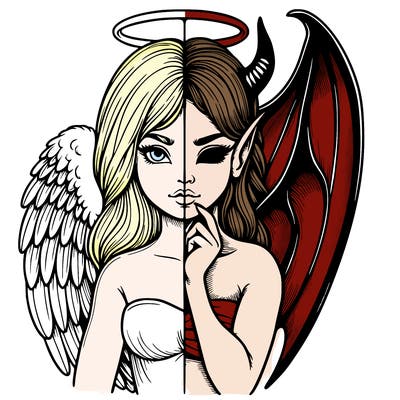 realistic angel half demon