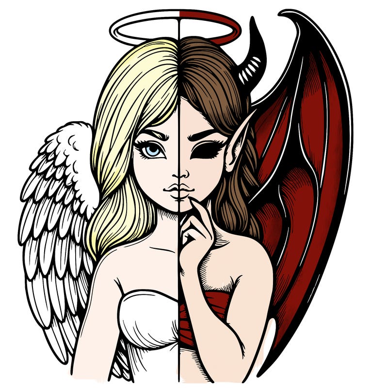 realistic angel half demon