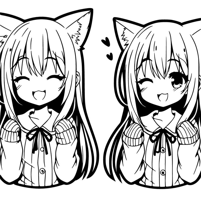 happy girl anime cat ears