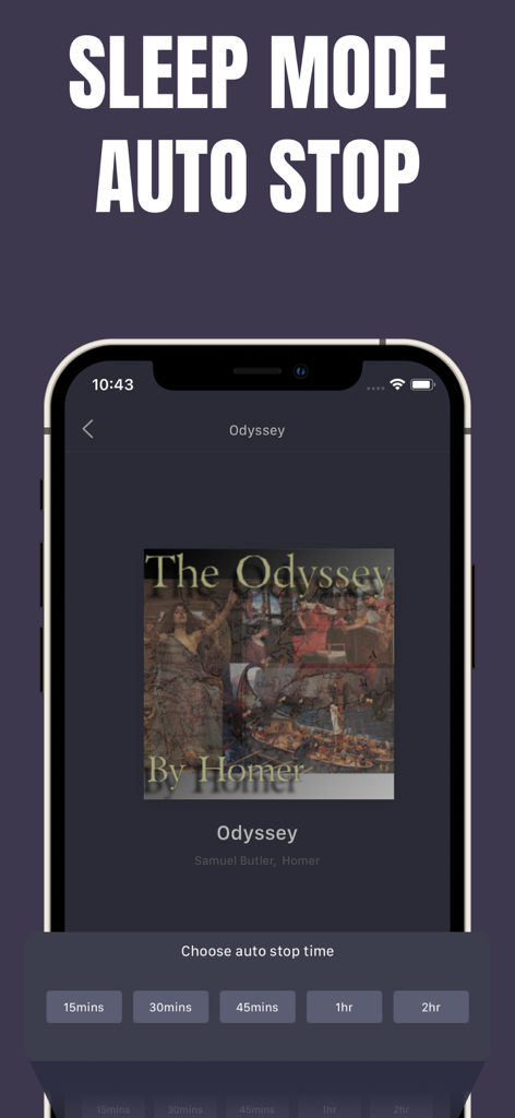 Librivox - All Audiobooks - Interface of Librivox app showing the sleep mode auto stop feature with timer options for audiobooks