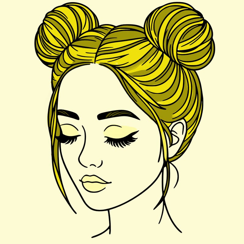 woman with hair buns