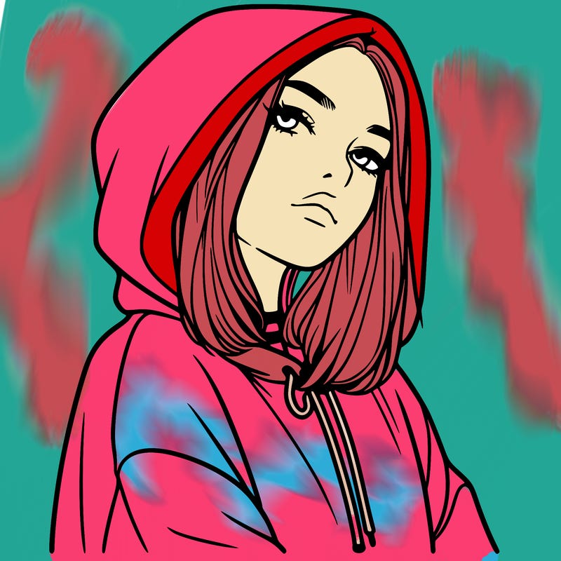 a realistic girl in a hoodie