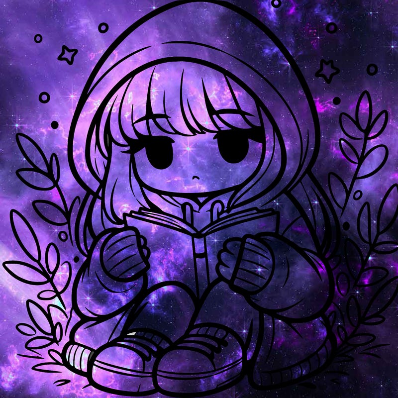 girl in oversized hoodie reading a book