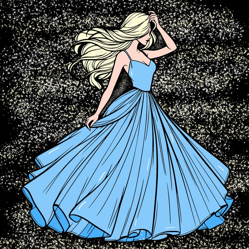 realistic woman with dress flowing in the wind