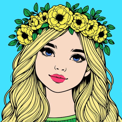 realistic girl with flower crown