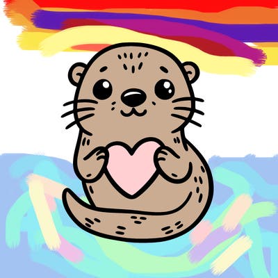 otter with a heart